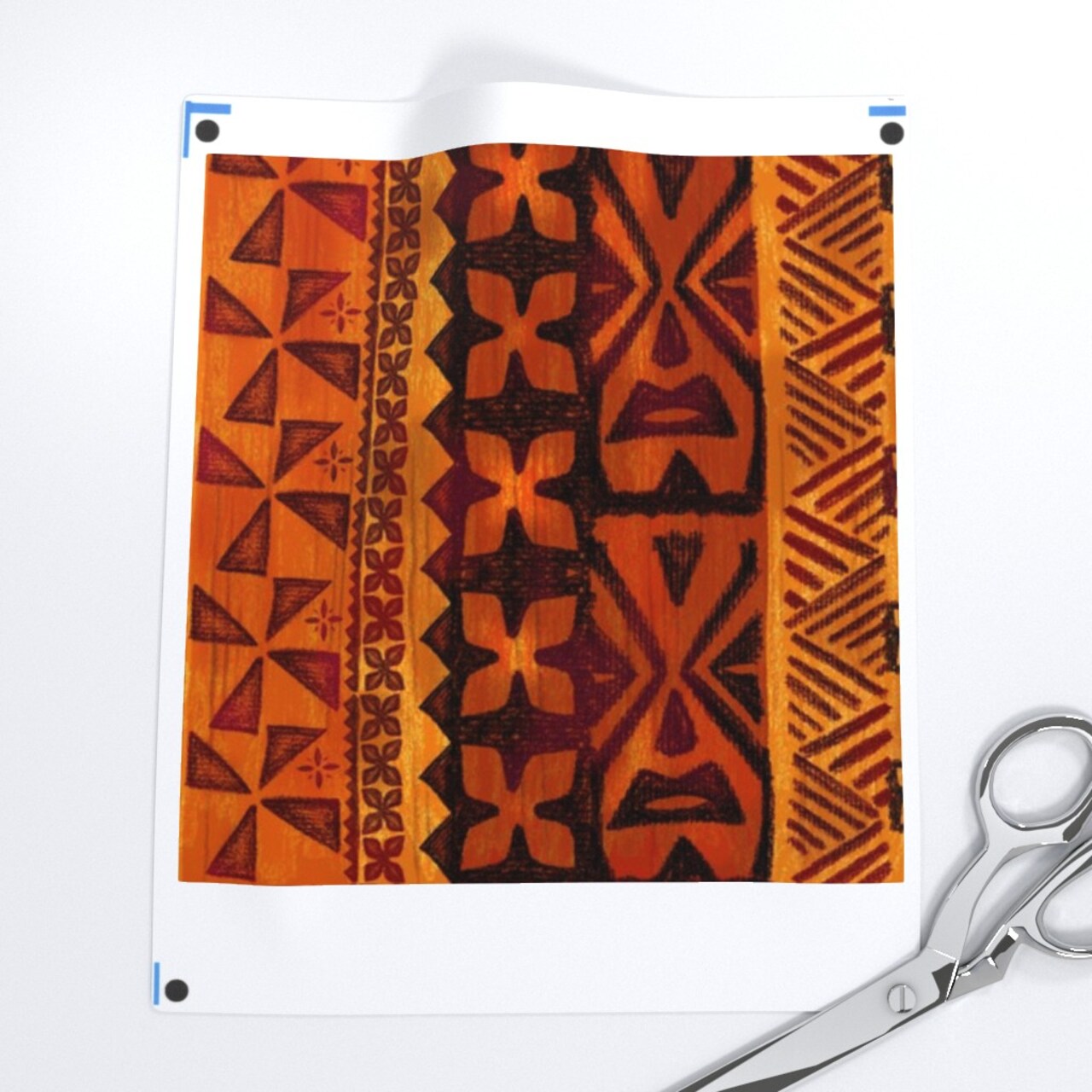 Tiki Hawaiian Tropical Orange Red Rust Vintage Polynesian Flower Custom Printed Fabric by Spoonflower Various Fabrics by the Yard or Fat Quarter